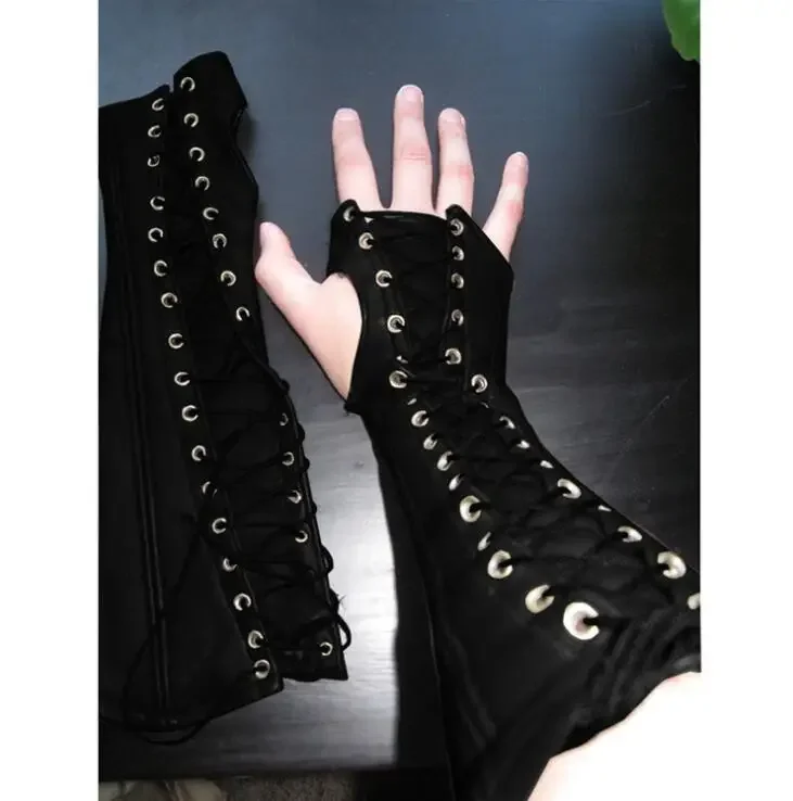 Medieval Armor Gloves Wide Cuffs Bracers Men Steampunk Warrior Gauntlet Renaissance Knights Templar Leather Lace-up Wristband