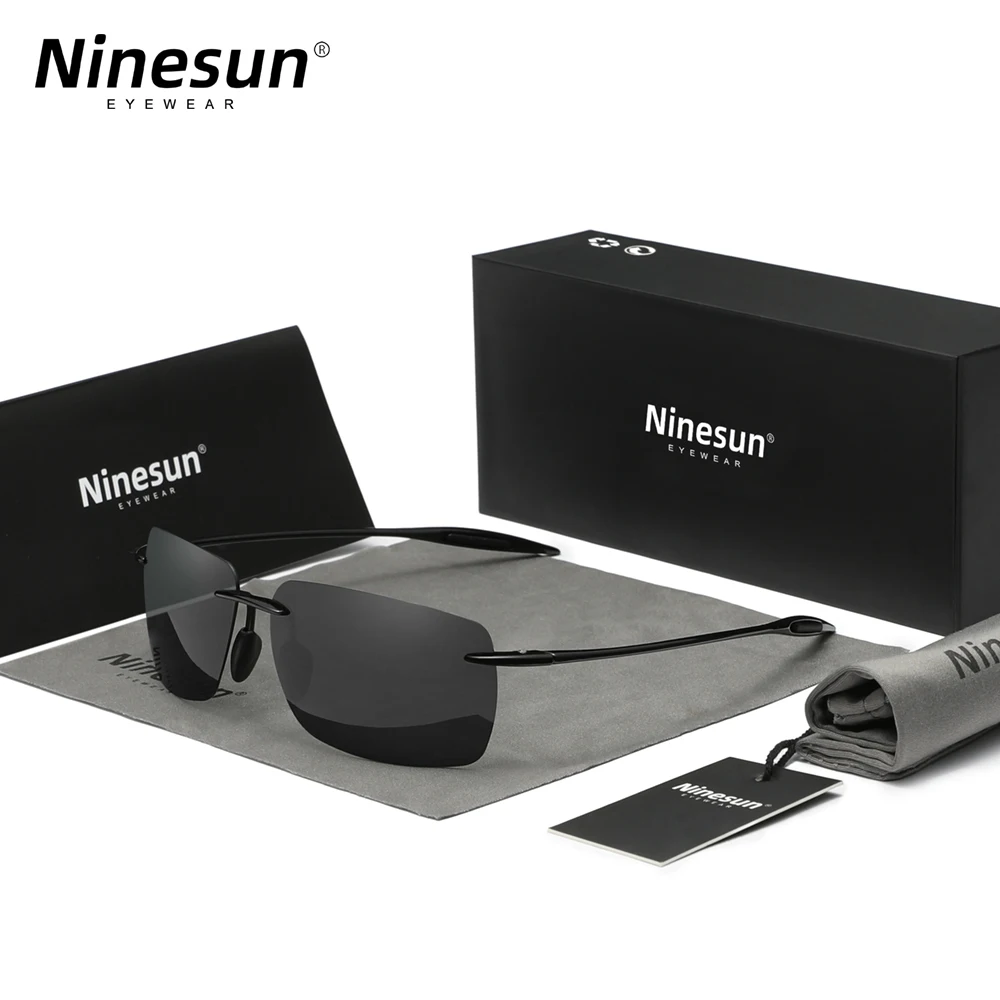 Ninesun TR90 Rimless Polarized Sunglasses Men Ultralight High Quality Square Frameless Sun Glasses For Women Brand Designer Mirr