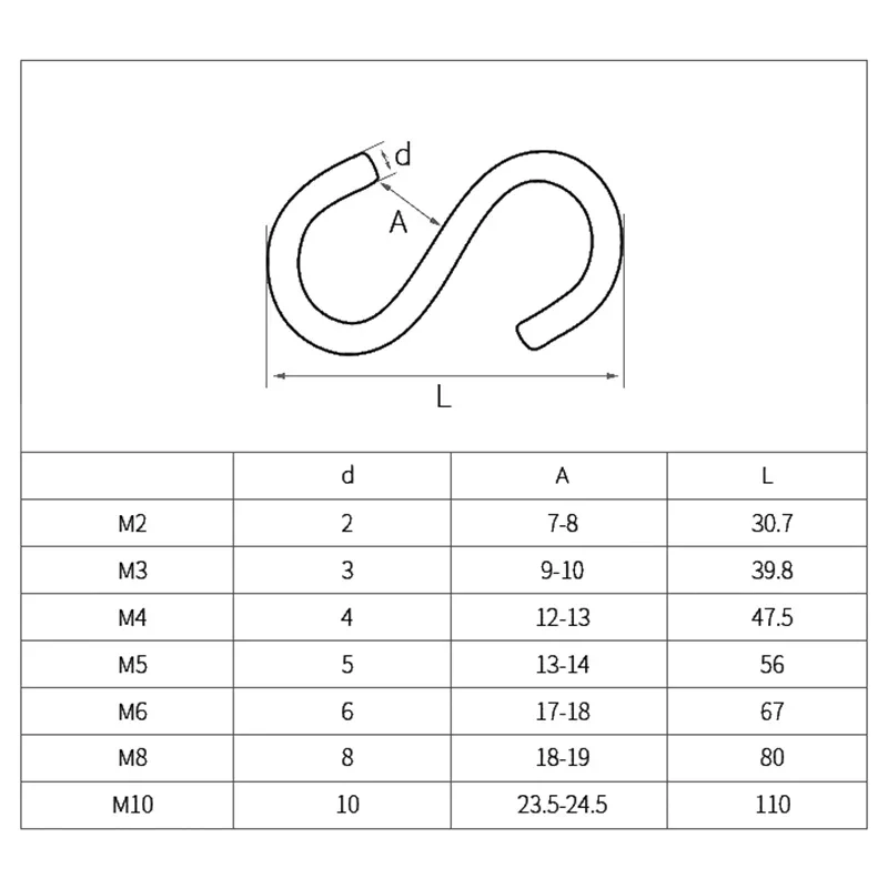 304 الفولاذ المقاوم للصدأ S-شكل هوك M2 M3 M4 M5 M6 M8 M10 ل تخزين الرف شماعات حامل المنظم المنزل المطبخ الحمام المنزلي
