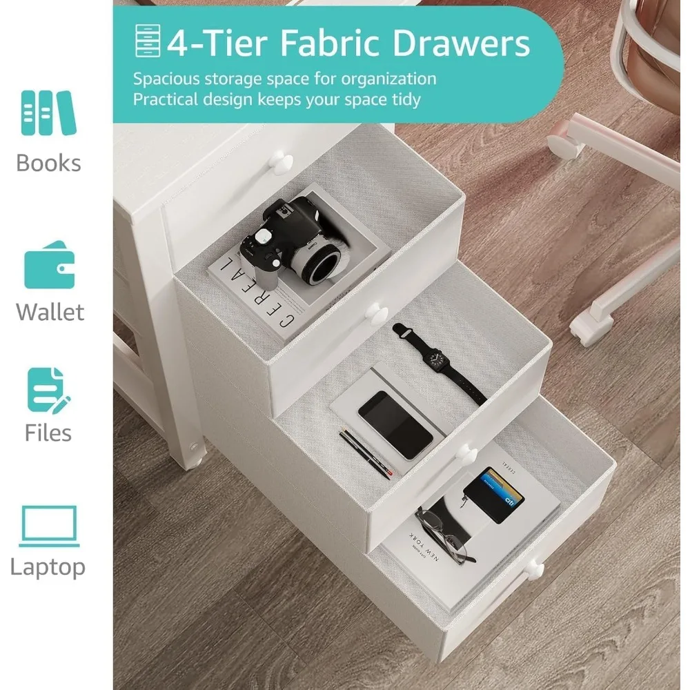 55 Escritorio de oficina en casa reversible moderno con cajones - Escritorio de 55 pulgadas de largo para estudio y dormitorio