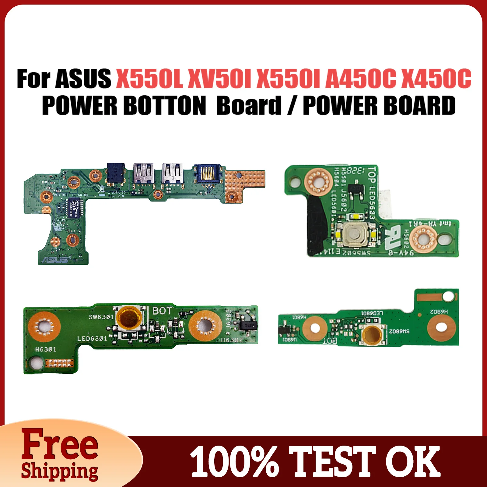 For ASUS X550L XV50I X550I A450C X450C F102B X102B POWER BOTTON SWITCH Board X550LD X550IU X102BA X450CC POWER BOARD