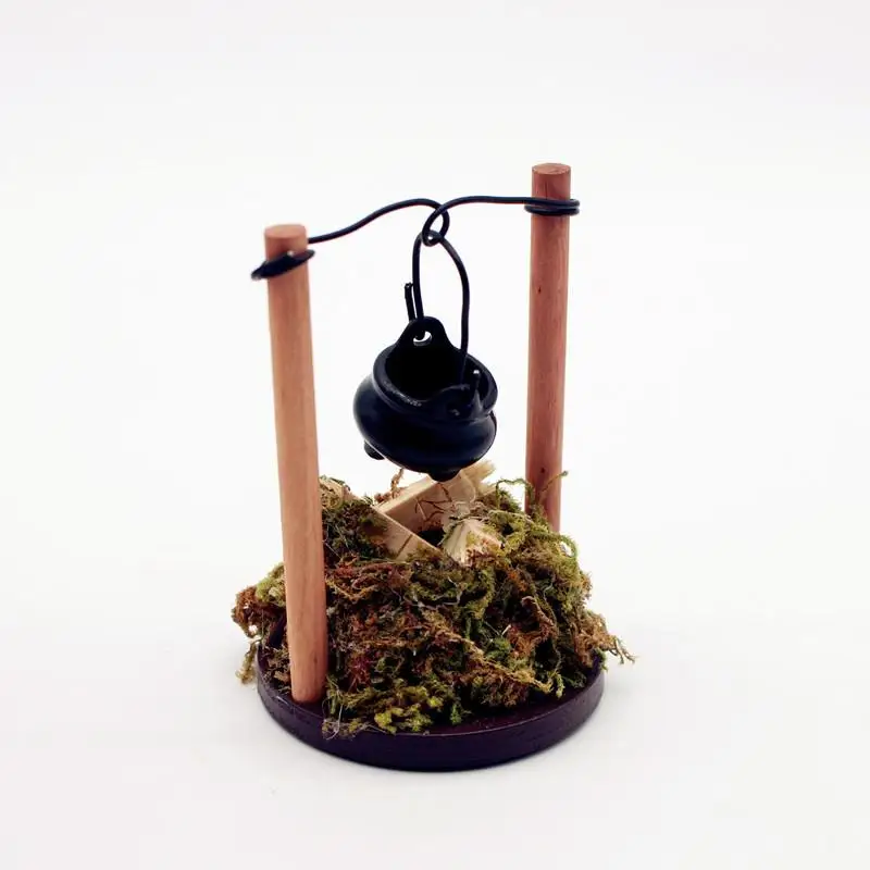 Interactive DIY Dollhouse Toy Set; Miniature Garden Scene; Lightable Hanging Stove Fire Pile Model; Kid's Kitchen Firewood Pile