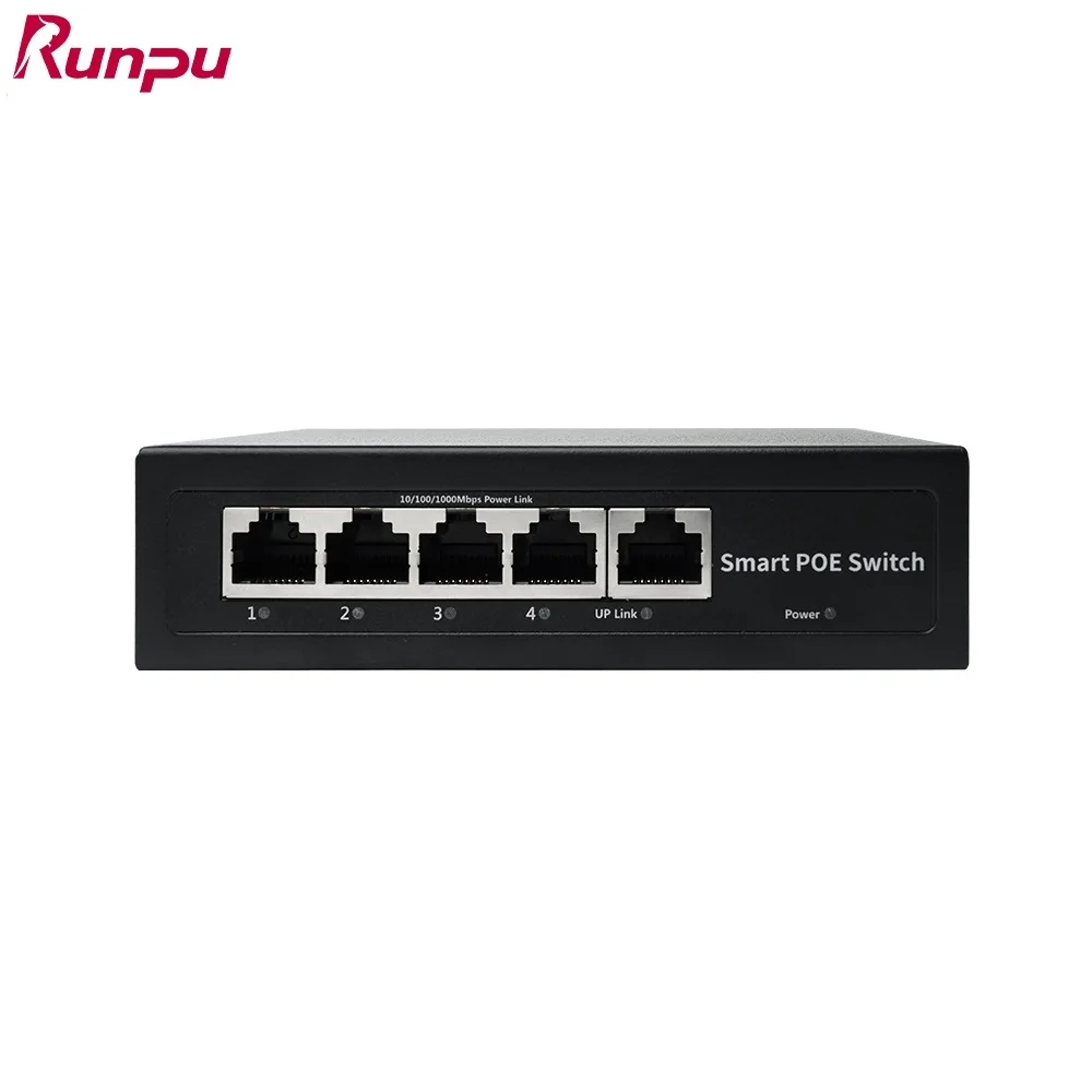 4 Port Gigabit Ethernet Switch PoE Network Switch 48V 1000Mbps for Video Conference Camera/IP Camera/CCTV Security