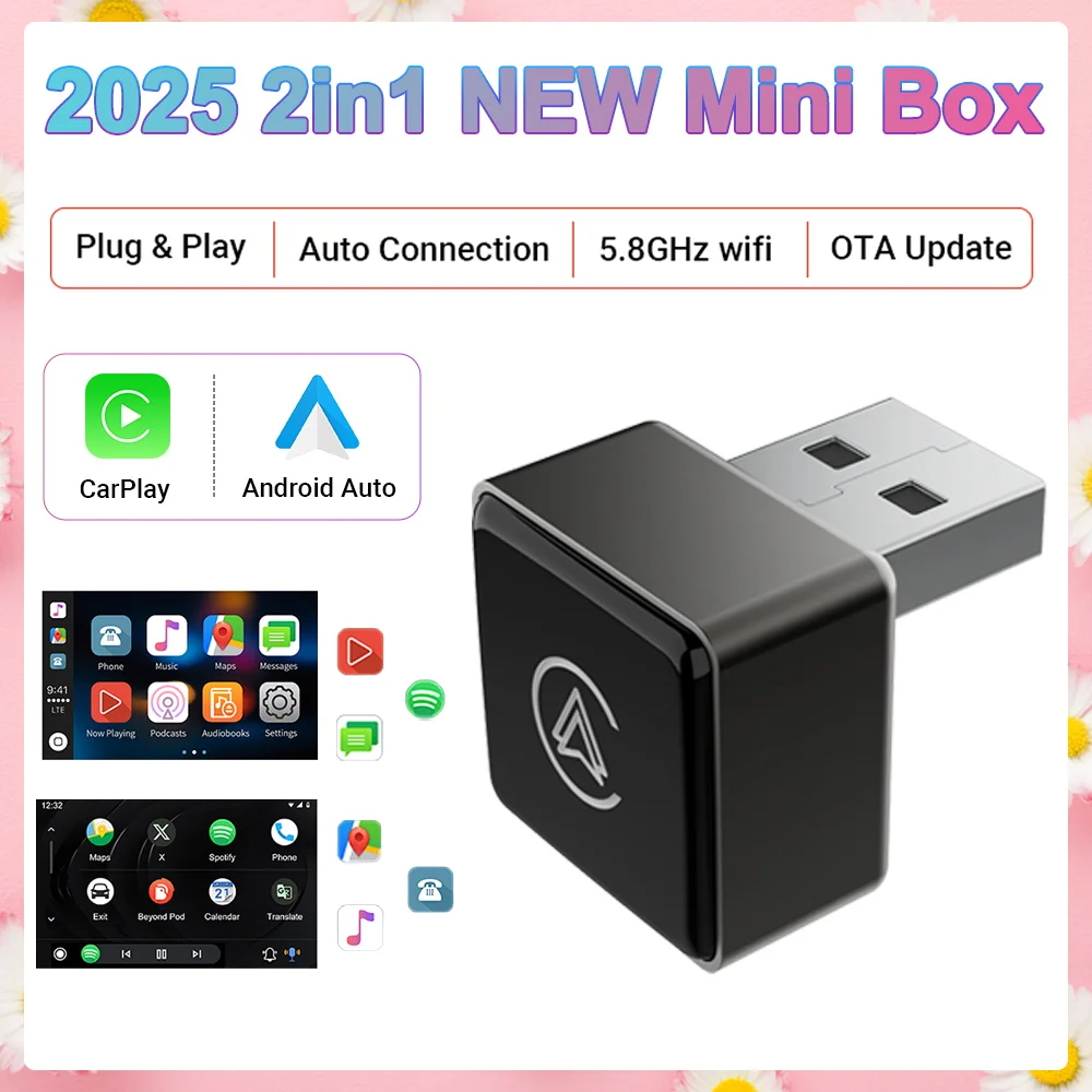 

2в1 Smart Mini Box Беспроводной адаптер Carplay Android Auto WIFI BT Auto Connect для Toyota Volvo FIAT Benz MG Kia MAZDA FORD JEEP