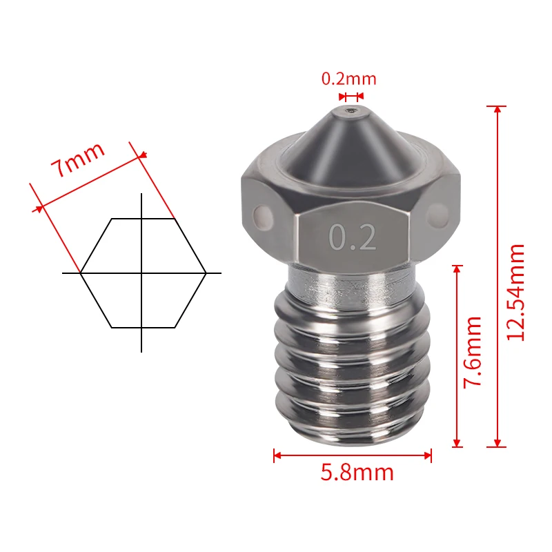 Top Hardened Steel V6 Nozzles For High Temperature 3D Printer Parts PEI PEEK Carbon Fiber Filament For E3D Titan Aero Hotend