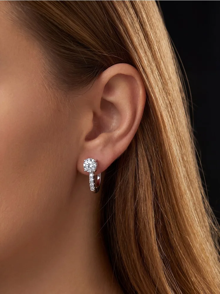 Elegante Luxus 0,5ct Zertifizierte Moissanit-Diamant Hochzeits-Ohrringe für Damen Geschenk Modischer Glänzender Schmuck – Detail 3