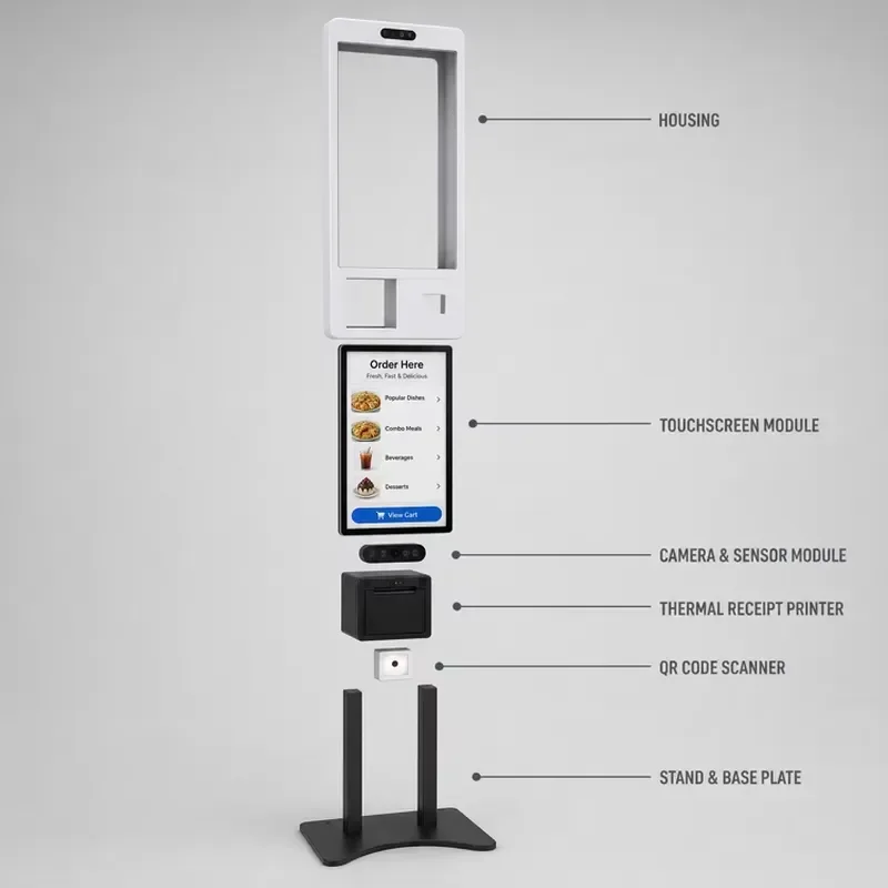 Factory Restaurant Self-Service Ordering Kiosk Touchscreen  I7 Barcode Printer Scanner SDK