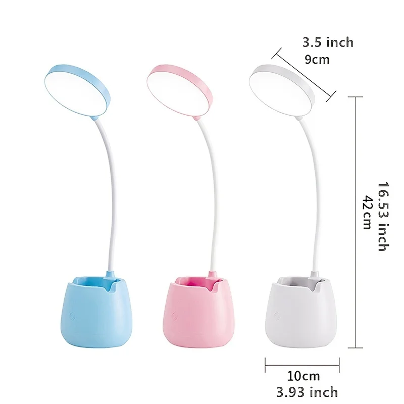 Pen Container LED  Desk Lamp Rechargeable Table Lamps Convenient White/Pink/Blue Bedroom Bedside Lamp Usb Charging Study Lamp