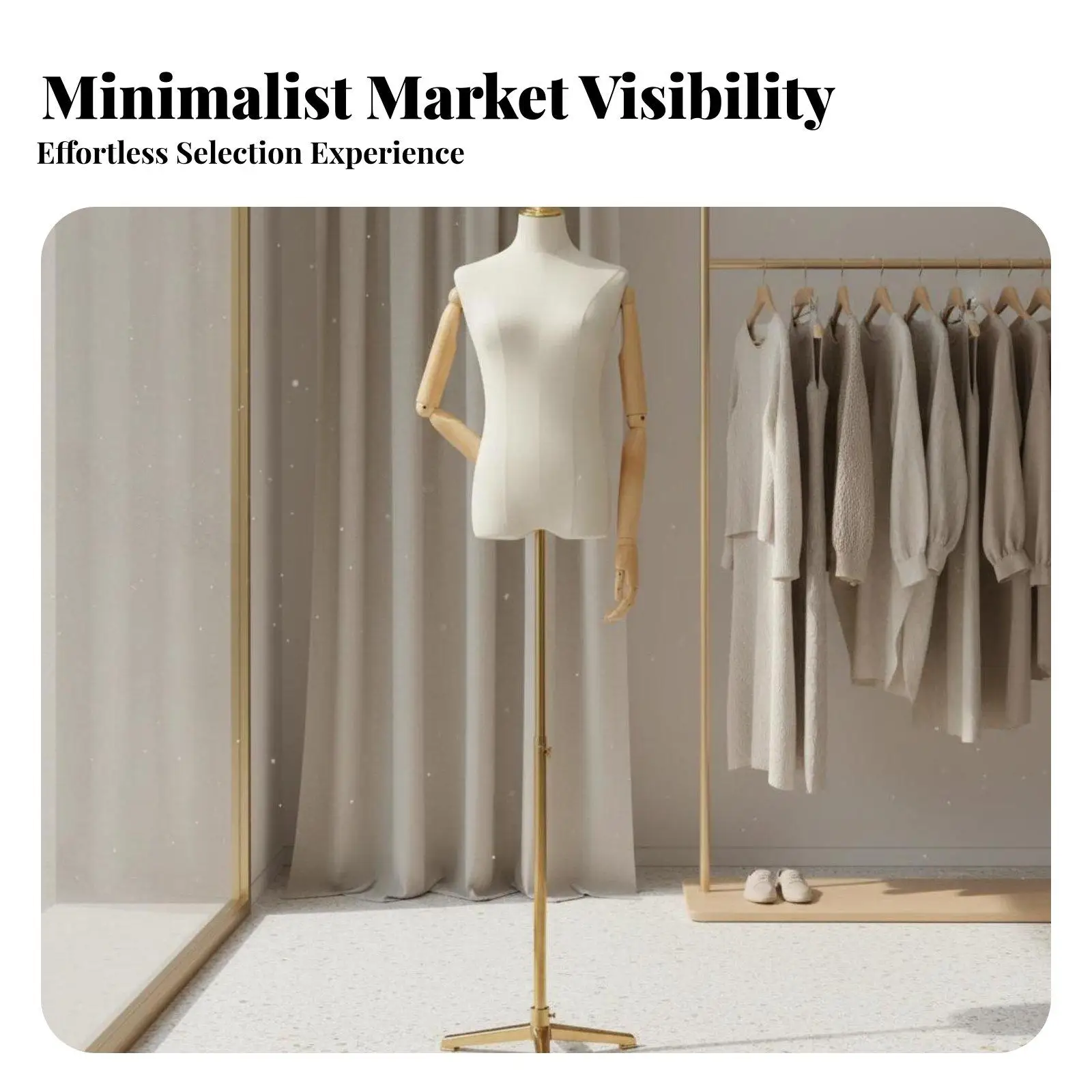 Realistic Female Mannequin Body Form with Articulated Wooden Arms for Tailor Shop and Clothing Exhibition