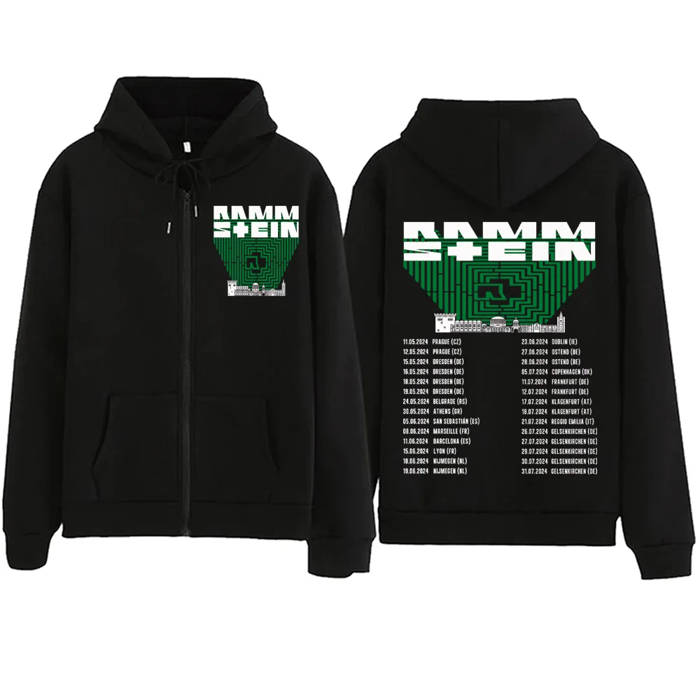 

Ramms+ein Europe Tour 2024 Zipper Hoodie Harajuku Pullover Tops Sweatshirt Streetwear