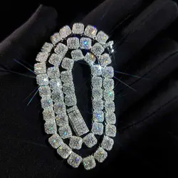 7MM Factory VVS Moissanite Diamond Chain 925 Sterling Silver Hip Hop Jewelry Bling Iced Out Clustered Tennis Necklace