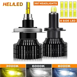 H4 H1 H3 H7 LED 8 Side 26000LM 60W HB3 HB4 9012 Led H8 H9 H11 9005 9006 Car Headlight Bulbs Auto Fog Lamps 3000K 6000K 8000K