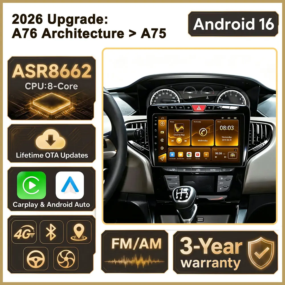 Cortex-A76 Octa-Core Android 16 For Lancia Ypsilon 2012 - 2020 Car Radio GPS Multimedia Player Auto Radio Wifi High-performance