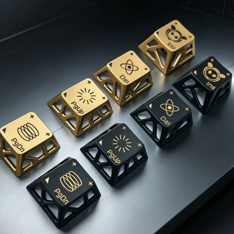 Personal Bear Metal Hollow Keycaps Custom Cherry Golden Enamel CNC Aluminum Alloy Cartoon Anime Keycaps 4pcs WASD Point Key Cap