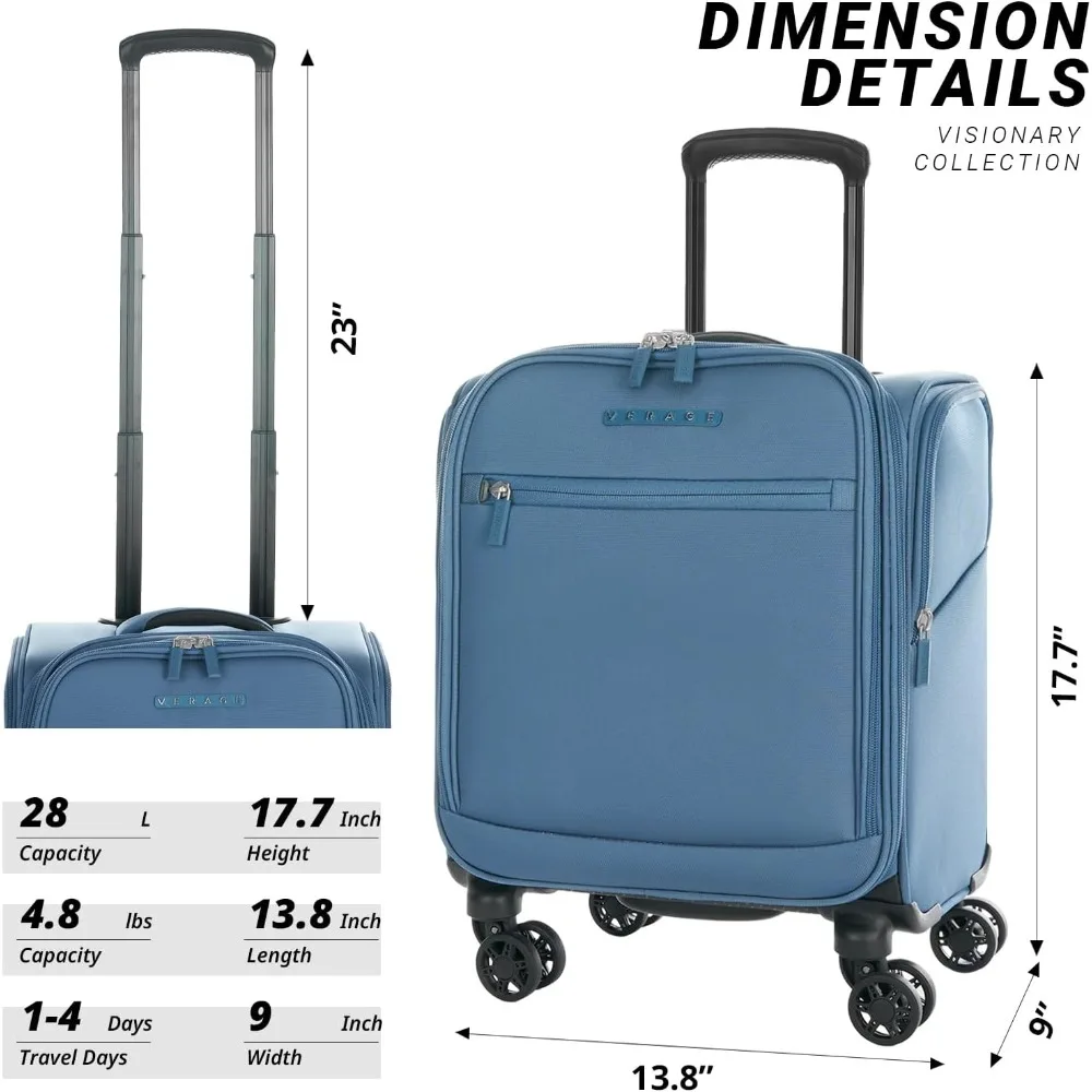 Compact Soft-Sided Spinner Luggage with Wheels, Carry-On Suitcase for Air Travel, Ideal for Short Trips, Medium Size
