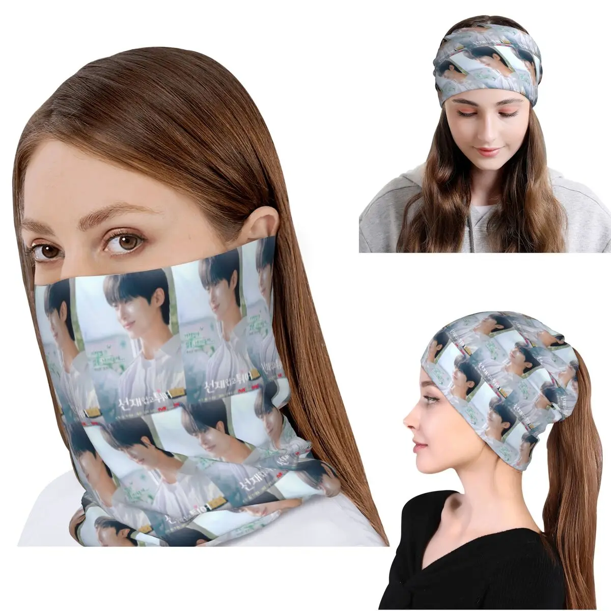 Lovely Runner Kdrama Byeon Woo Seok Bandana-Halstuch, magischer Schal, vielseitig einsetzbar, Fahrradschal, Mütze, Unisex, für Erwachsene, waschbar