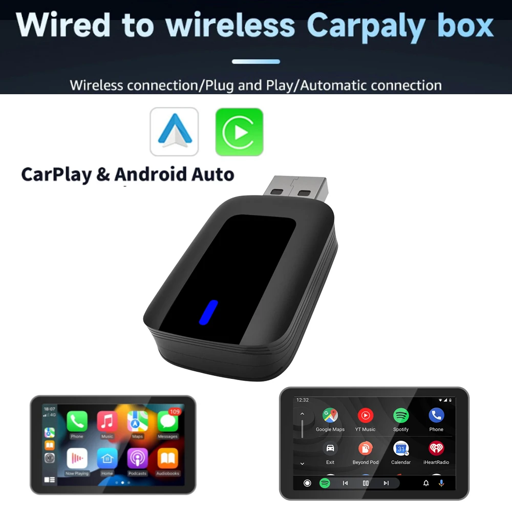 

Bluthooth 5.0 Wireless Carplay Android Auto Wireless Adapter Smart Mini Box Plug and Play Wifi Fast Connect Universal for Nissan