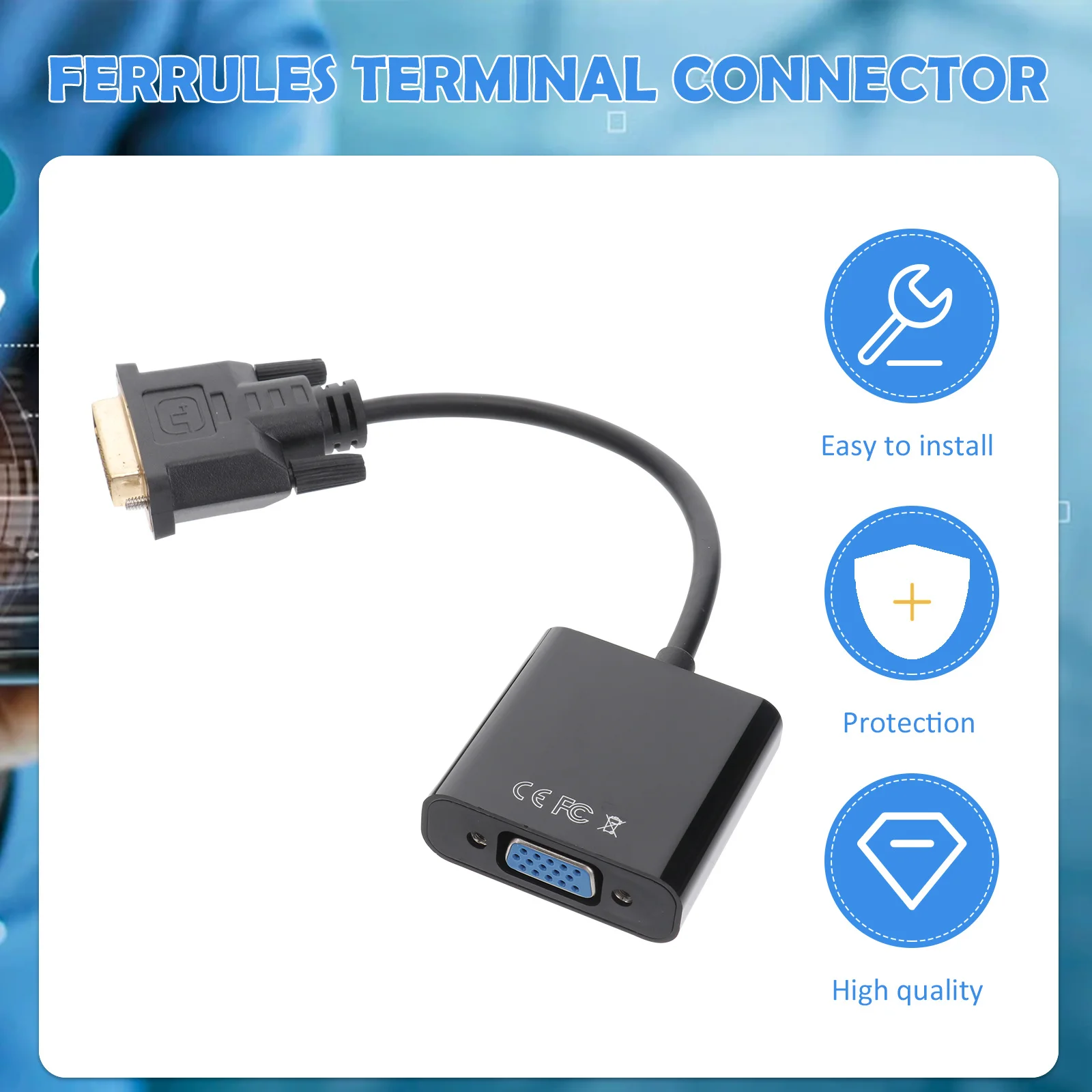 

Dvi-D to Vga Converter Cable 1080P 1920x1200 Max Resolution Digital to Analog Video Adapter for Monitor Projector Connection