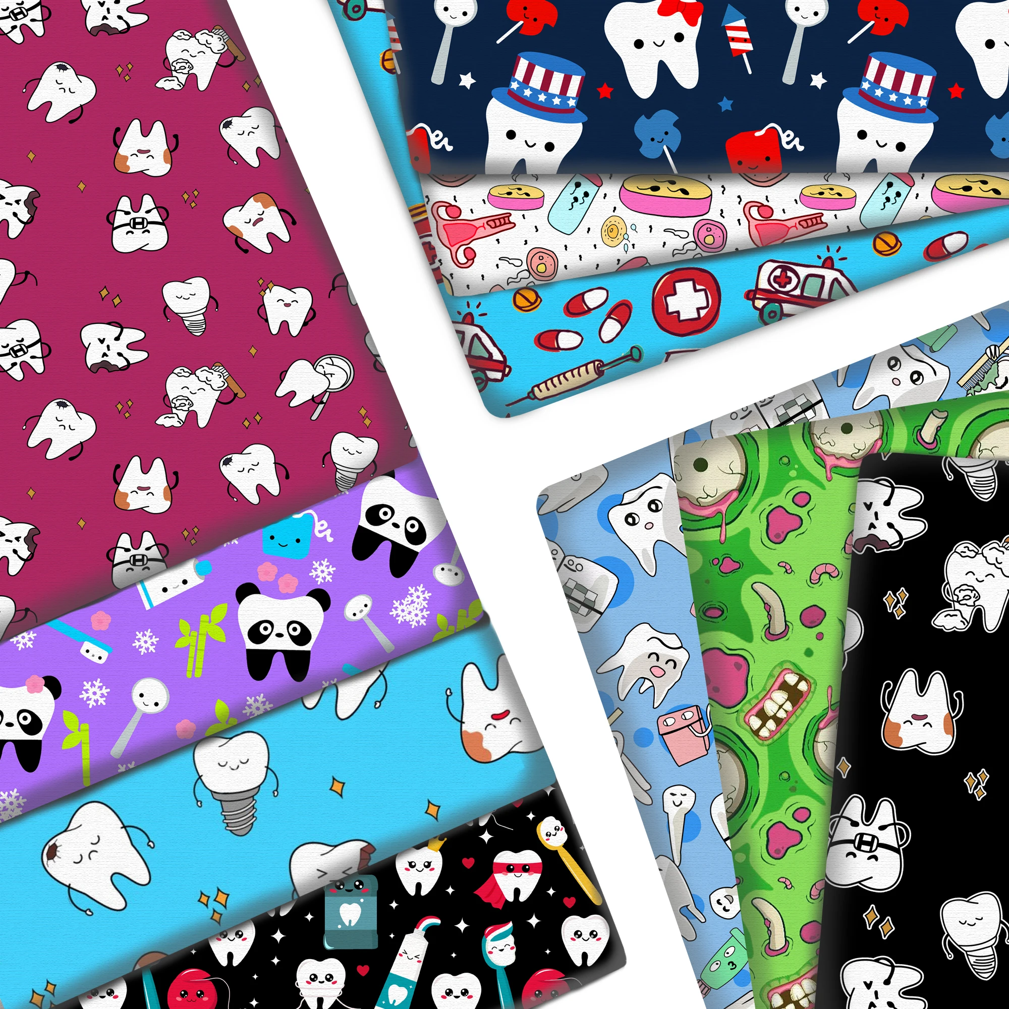 50x145cm Patchwork Tooth Healthy Printed Polyester Cotton Fabric for Tissue Kids Sewing Quilting Fabrics Needlework Cloth