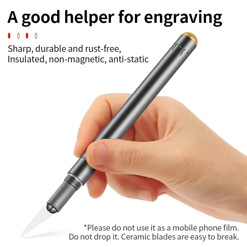 LUXIANZI Ceramics Blade Carving Knife Aluminum Alloy Non-Slip Handmade For PCB Repair DIY Hand Tools  Engraving Craft Knives