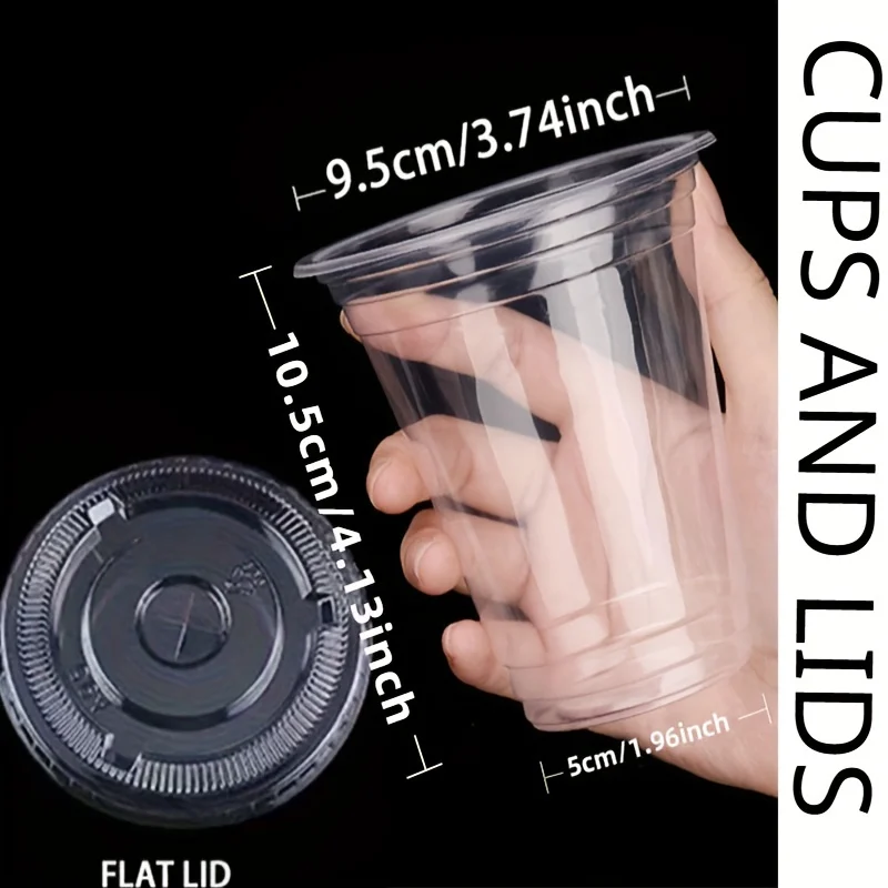 50Sets 12/16/20OZ Plastic Bekers Met Deksels Clear Wegwerp Bekers Voor Partijen Ijskoffie Smoothie milkshake Koude Drankjes