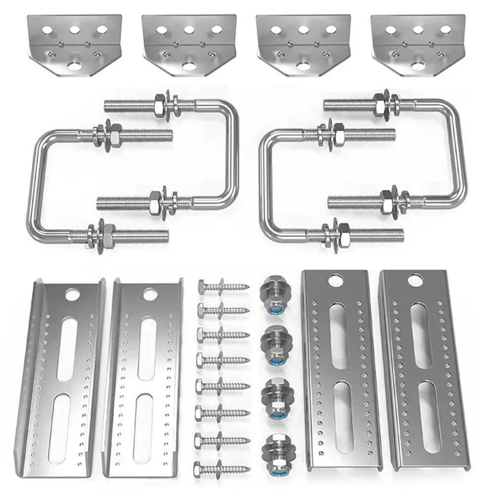 

4pcs 8" Galvanized Swivel Top Bunk Bracket Kit For Boat Trailer Crossmember Adjustable Swivel Top Bolster Support Parts Kit