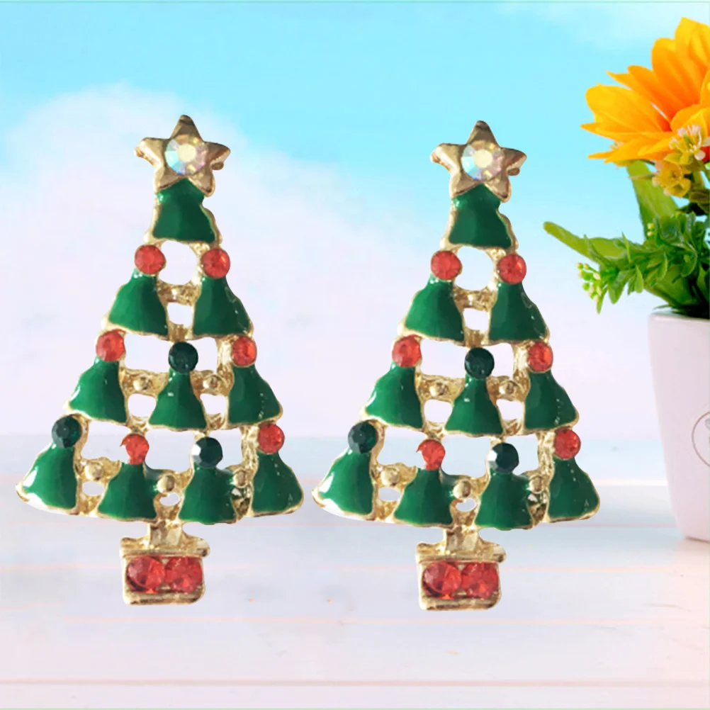 

Dangle Christmas Tree Earrings Rhinestone Stud Jewelry for Women Girls Xmas Party Dates Family Gatherings Earrings