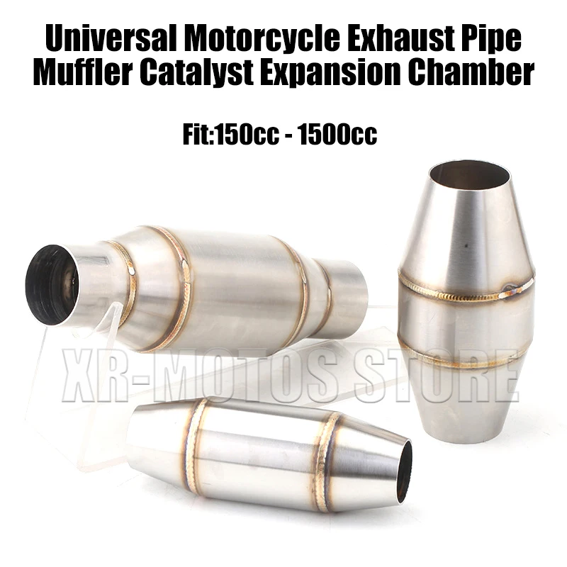 

Motorcycle Exhaust Pipe Muffler Catalyst Expansion Chamber Silencer Plug Back Pressure Drum Fit 150-1500cc Motorcycles Universal