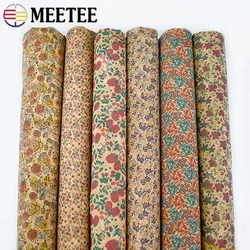 Meetee 90x135cm Natural Cork Synthetic Leather 0.5mm Thick Printing Environmentally Wood PU Fabric for Handbag Shoes Decorative