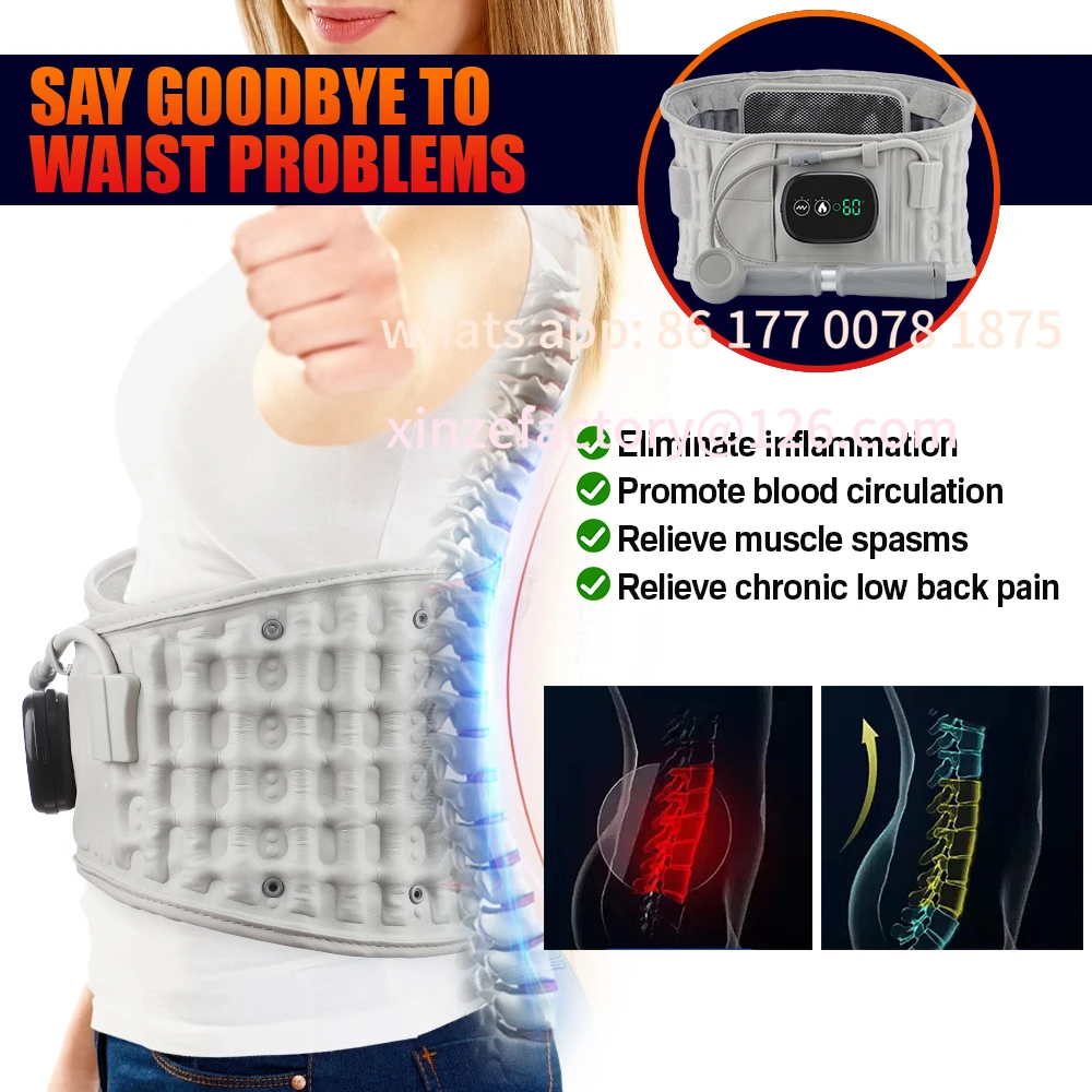 Customizable Lumbar Traction Device Heating Airbag Inflatable Decompression Back Belt Hot Compress Massage Men Women Waist