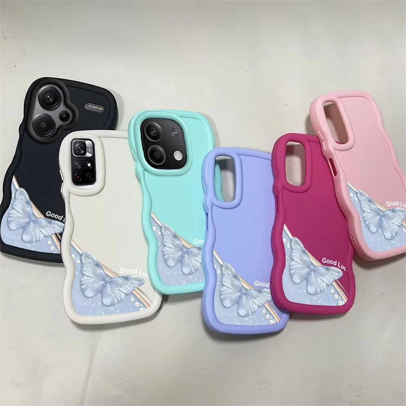 

Creative Butterly Soft Macaron Wave Phone Case For Xiaomi Redmi A1 A2 A5 Plus + A3 11A 12 12C 13 13C 14C Note 11 14 14S Cover
