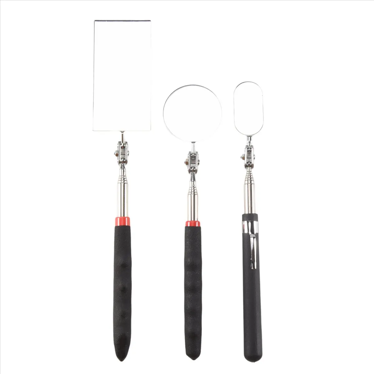 【Meters】 3 Pieces Telescoping Inspection Mirror Round Mirror Square Mirror Inspection Tool for Checking Vehicle,Observing Mouth