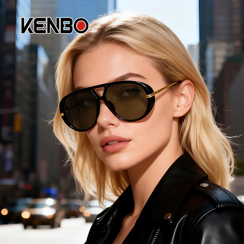 

KENBO Oversized Oval Punk Pilot Sunglasses Women Big 2026 Luxury Brand Vintage Metal Frame Sun Glasses for Ladies Retro Eyewear