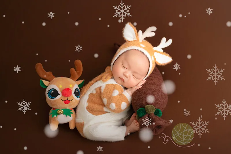 ❤️Newborn Photography Christmas Clothing Cute Hat+Top+Pants 3Pcs/Set Baby Photo Props Accessories Studio Shoot Clothes Outfits