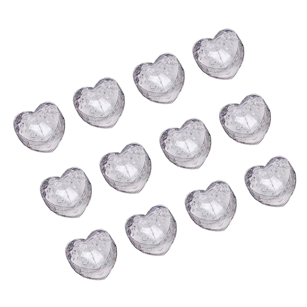 

12 Pcs Light-up Ice Cube Party Supplies LED Love Heart Shape Decorations Glowing Cubes