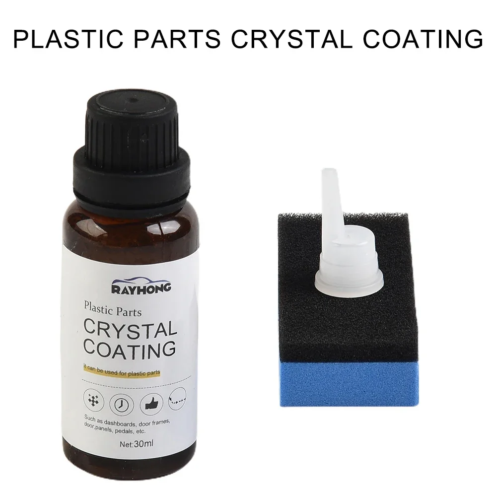 1Set 30ml Car Plastics Parts Crystal-Coating Car Trim Restorer For Instrument Panels Sponge Auto Refresher Agent Leather Cleaner