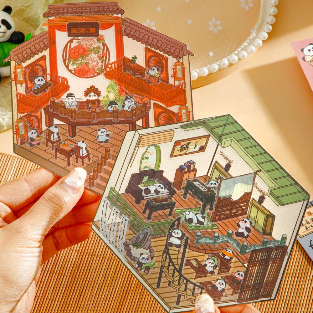 1-12 pçs engraçado jogável 3d paisagismo adesivos cena dos desenhos animados diy cabine cena adesivo bolso colando presente para criança estudante