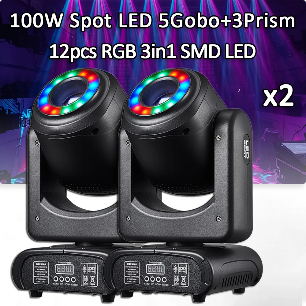 

2Pcs/Lot LED 100W Moving Head Light With RGB Auxiliary 5Gobos+3 Prism DMX Controller LED Spot Moving Head Disco Dj Stage Light