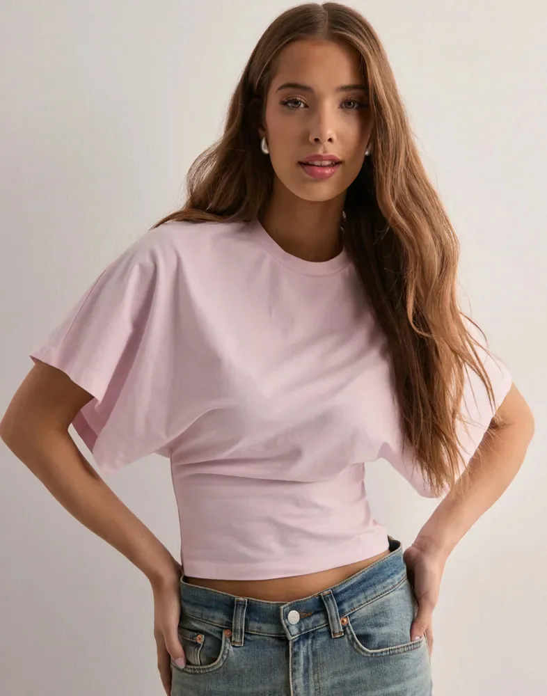 Spring Summer New Crop Tops Fashion Women Half Sleeve O-Neck Oversized Solid Y2K Tank Top Casual Sweet Vintage Pleated Chic Tees image 5