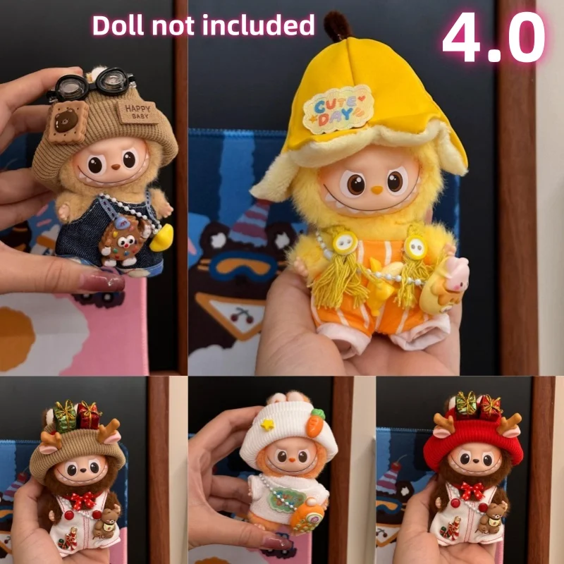 

Mini Plush Doll's Clothes Suitable For Labubu V4 Christmas Deer Set Red Clothing Christmas Fashion Gift