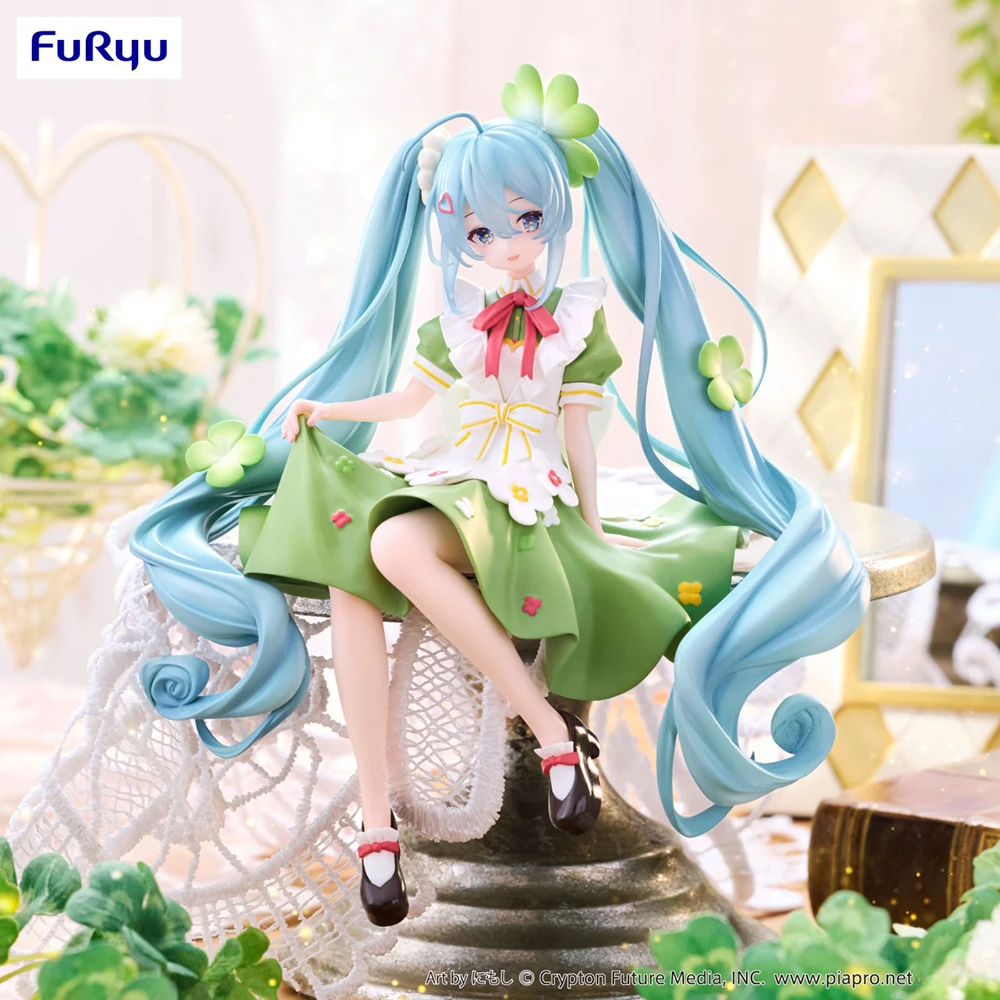 Original NEW FuRyu Noodle Stopper Figure Hatsune Miku (Flower Fairy Clover Ver.) 15cm Anime Model Ornament Toy Gifts