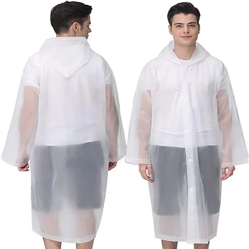 Rain Ponchos for Adults Reusable Raincoats Emergency for Women Men with Hood and Drawstring