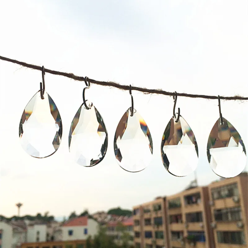 Shiny 50PCS Clear K9 Crystal Faceted Tear Drops Chandelier Parts Hanging Pendants Suncatcher Wedding Party/ Christmas Decoration