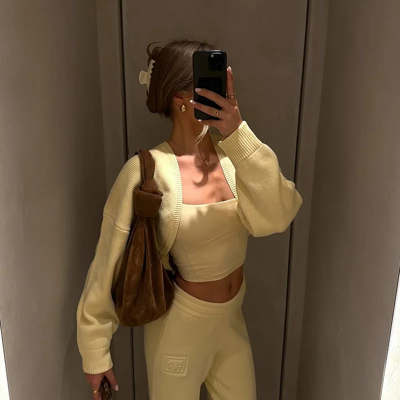 

y2k Cardigan Sweaters Women Fashion Clothes Solid Color Open Front Long Sleeve Shrug Tops 2000s Clothing Streetwear