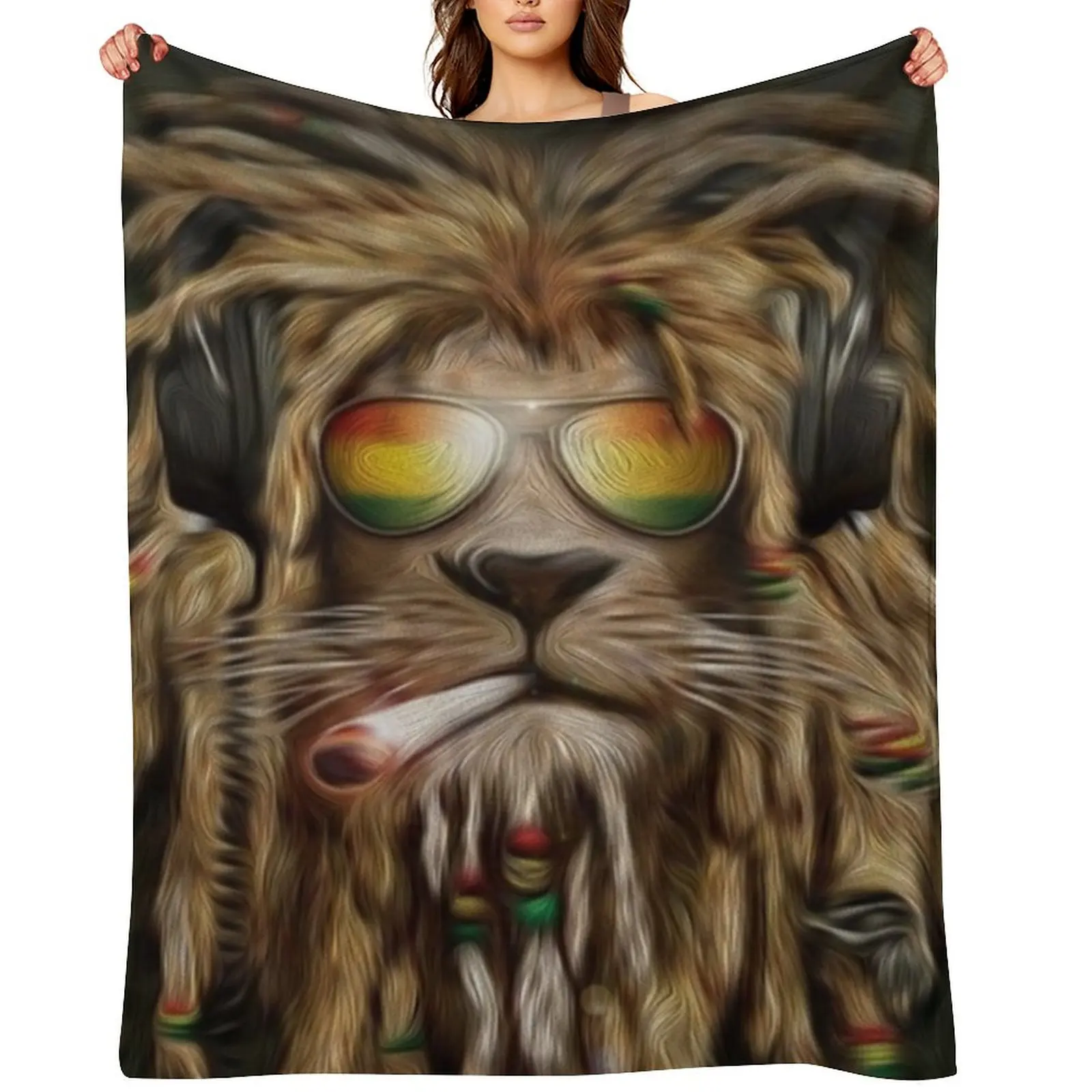

RASTA LION Throw Blanket Furrys Decorative Beds Beautifuls anime Blankets