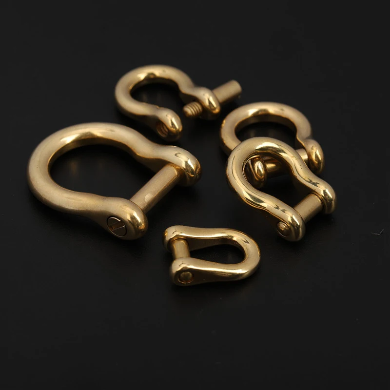 1pcs Solid Brass Carabiner D Bow Shackle Slot Screw Removable Fob Key Ring Keychain Joint Connector Buckle DIY Hardware