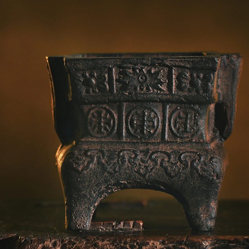 Ceramics Pottery Bonsai Pot,Tradition Chinese Carved,Cubicles Office Desk Table Garden Decoration,Antique Finish