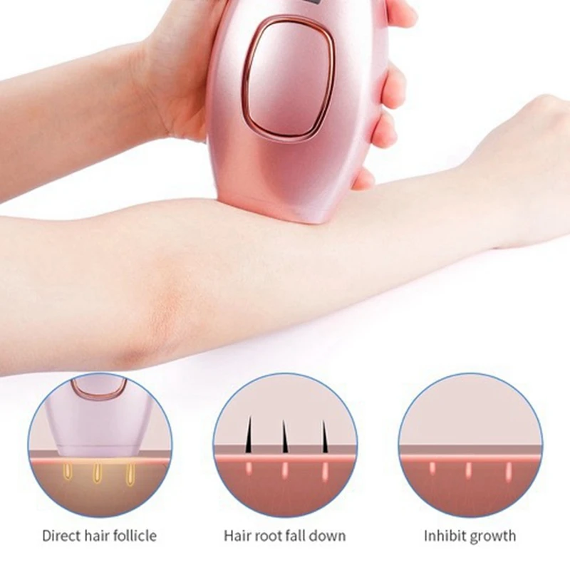 5-Level-Laser Bikinis Pulses Epilator Painless Laser- Hair Removal Facial Depilator Pink AU Plug