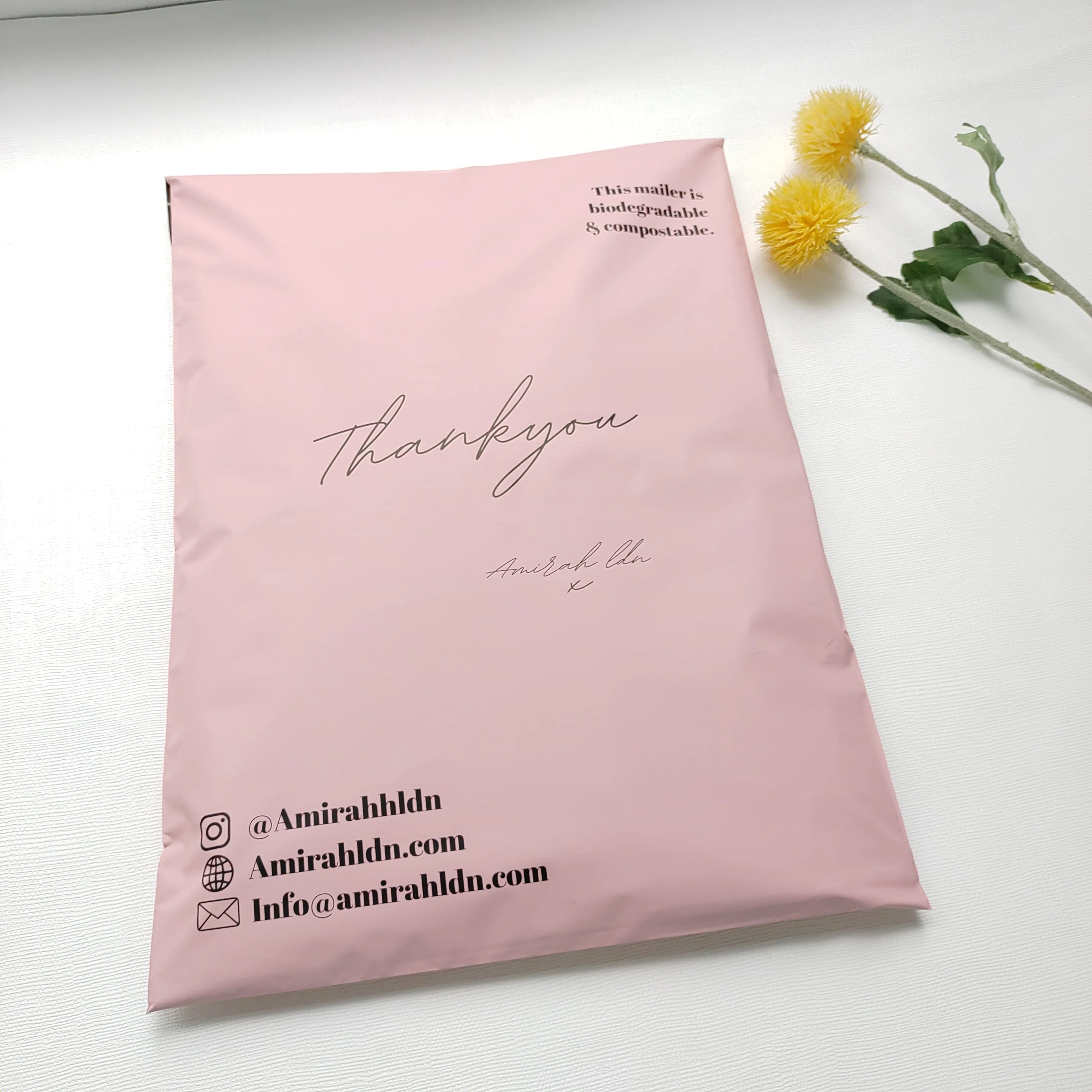 Custom Logo Printed Plastic Packaging Compostable Shipping Envelopes Courier Mailing Bag Matte Pink Poly Mailer