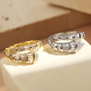 Kupfermetallschlangenknochenring für Männer und Frauen, Kubikzirkonia, Gold, Silber, Urlaub, Party, tägliche Juwelen, Mode 8 Hauptverkaufsring Steel Cobra - №4